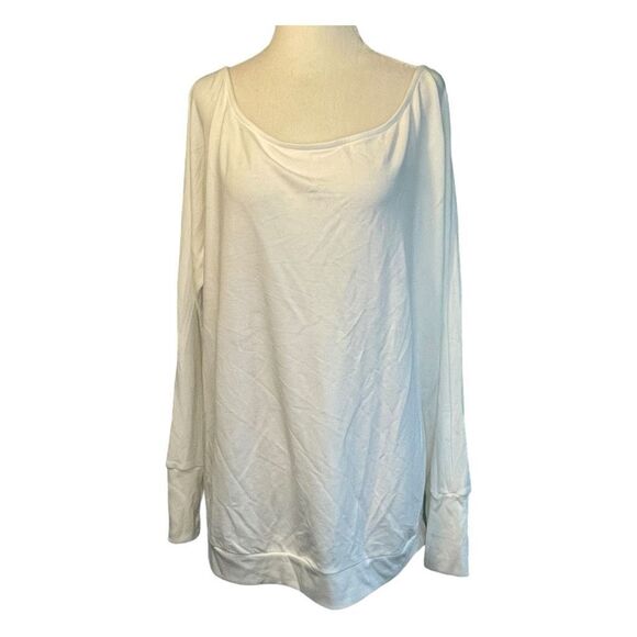 Project Social T Scoop Neck Tee White Jersey Knit Long Sleeve Top XL - Picture 1 of 5